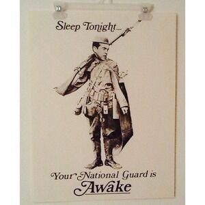 Richard Nixon 70's political poster Sleep Tonight National Guard is Awake!